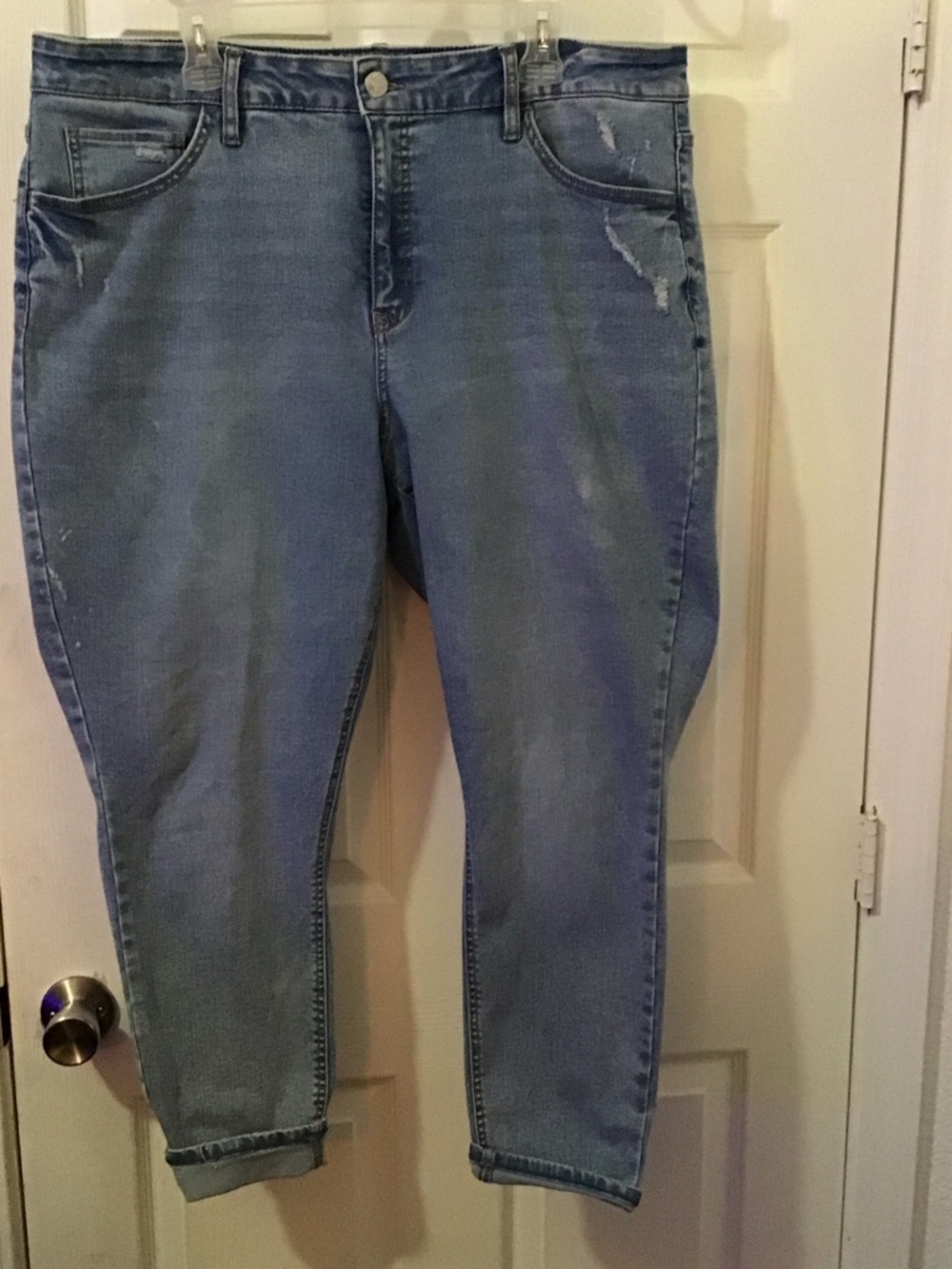 Light Blue Ankle Crop Women's Jeans - Casual Stretch Denim